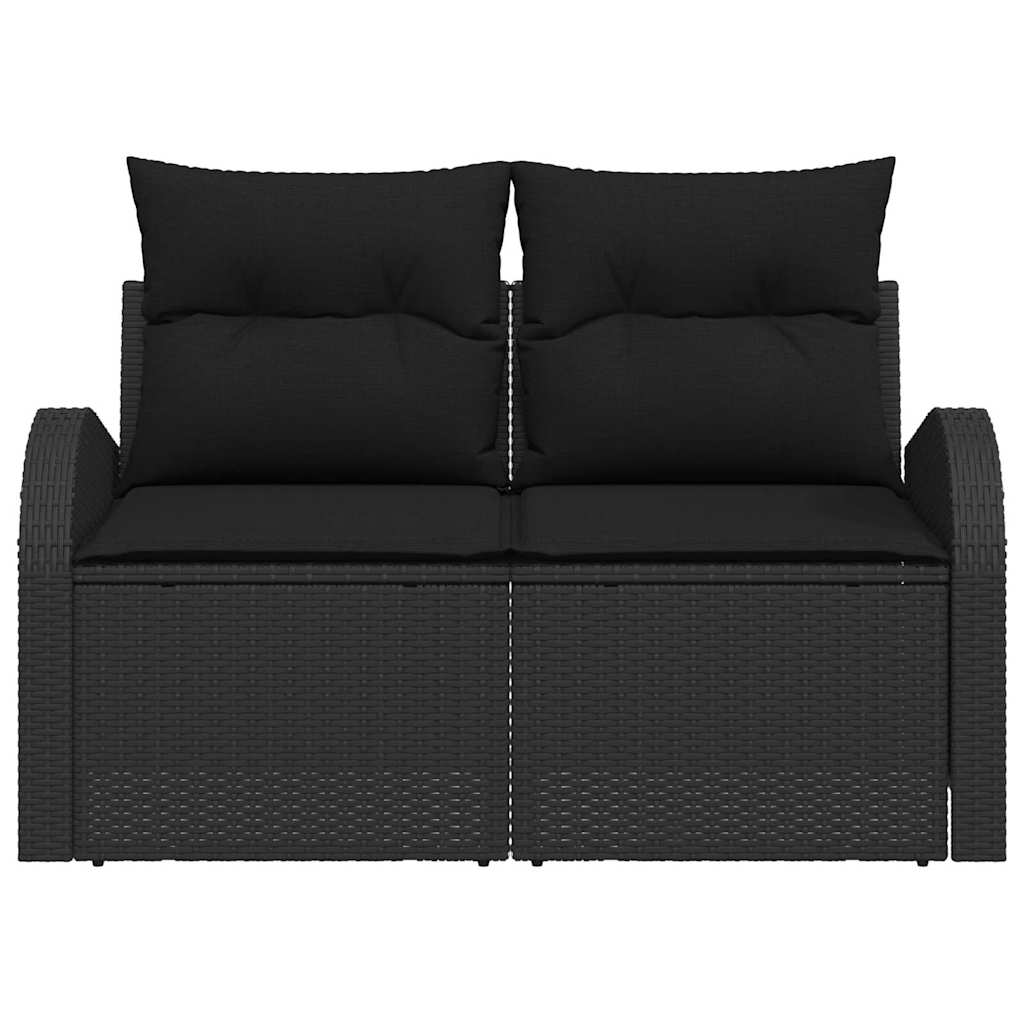 Gartensofa mit Kissen Schwarz 124 x 62 x 69cm Poly-Rattan